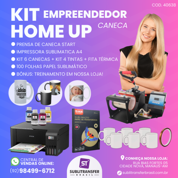 Kit Empreendedor Sublimação Home Up Caneca