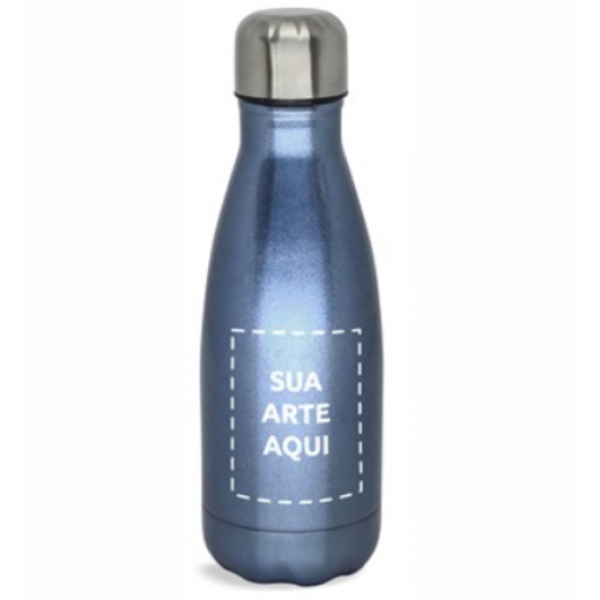 Squeeze Inox Azul Perolizado Com Tampa Cola 500ml - Metalnox